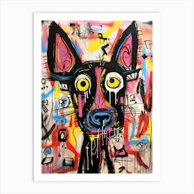 Woofing in Color: Basquiat's styled Graffiti Dogs on the Street Art Print