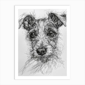 Parson Russell Terrier Dog Line Sketch  3 Art Print