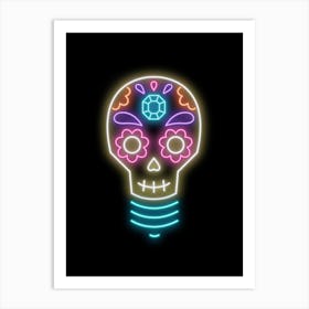 Sugar Skull Lightbulb Art Print