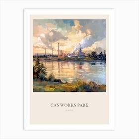 Gas Works Park Seattle 2 Vintage Cezanne Inspired Poster Art Print