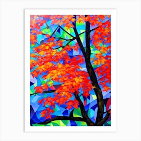 Flame Maple Tree Cubist 1 Art Print