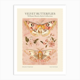 Velvet Butterflies Collection Pink Butterflies William Morris Style 9 Art Print