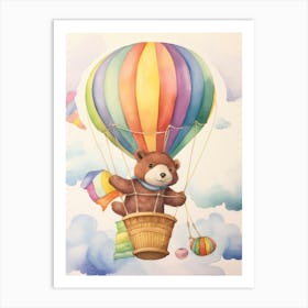 Baby Otter 1 In A Hot Air Balloon Art Print