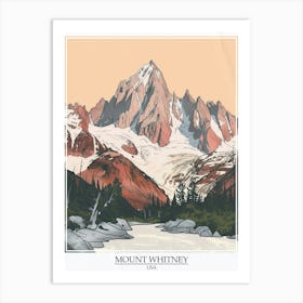 Mount Whitney Usa Color Line Drawing 1 Poster Art Print