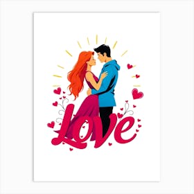 Love Couple Illustration with Text Poster