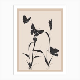 The Abstract Black Butterflies Art Print