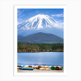 Picturesque Lake Shoji With Striking Mount Fuji Art Print