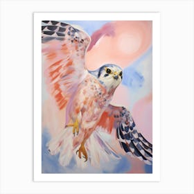 Pink Ethereal Bird Painting American Kestrel 1 Art Print