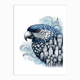 Mocha New York City Parrot Art Print