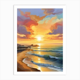 Sunset At The Beach.Vincent Willem Van Gogh, frescoes.1 Art Print