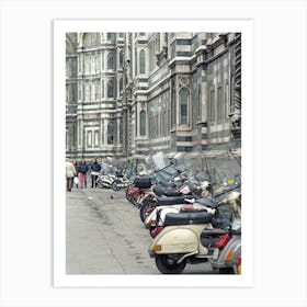 Scooters Outside The Duomo In Florence Art Print