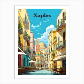 Naples Italy Summer Travel Art Illustration Art Print