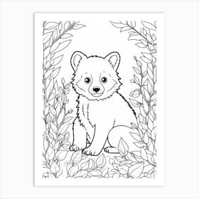 Line Art Jungle Animal Red Panda 2 Art Print