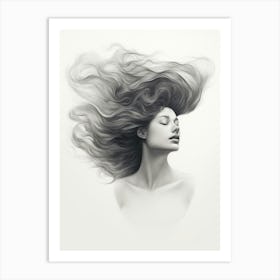 Wavy Hair Fine Line Face 3 Art Print