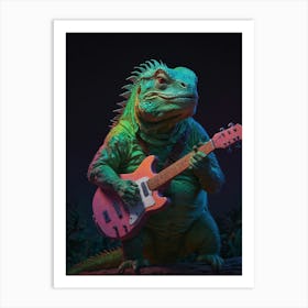 Iguana Playing Guitar Art Print