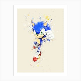 Sonic The Hedgehog watercolor Art Print