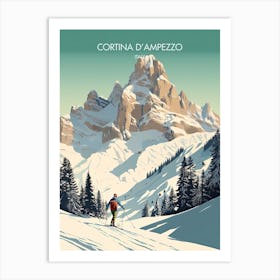 Poster Of Cortina D Ampezzo   Italy, Ski Resort Illustration 0 Art Print