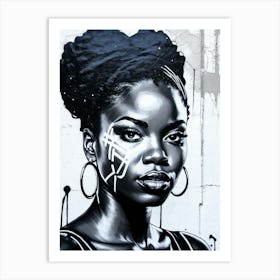 Graffiti Mural Of Beautiful Black Woman 216 Art Print