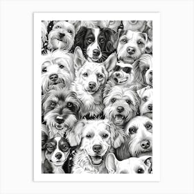 Perfectly Repeatable Artwork With Cute Dog Faces 07 Art Print