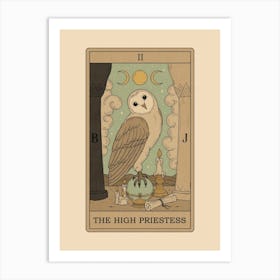 The High Priestess   Owls Tarot Art Print