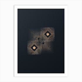Abstract Geometric Gold Glyph on Dark Teal n.0206 Art Print