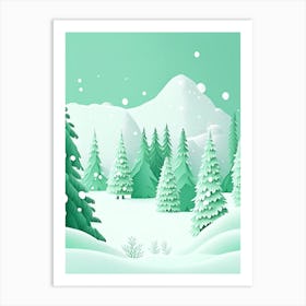 Winter Scenery, Snowflakes, Kids Illustration 1 Art Print