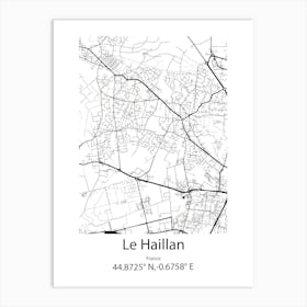 Le Haillan,France Minimalist Map Art Print