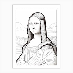 Line Art Inspired By The Mona Lisa 2 Art Print