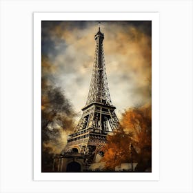 Eiffel Tower Paris France Sketch Drawing Style 6 Art Print