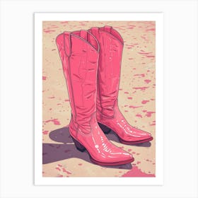 Pink Cowboy Boots 1 Art Print