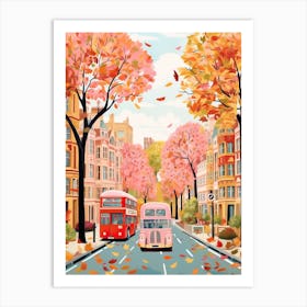 London Street In Autumn Fall Travel Art 3 Art Print
