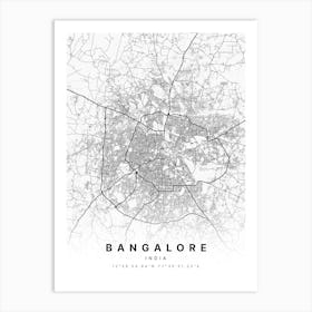 Bangalore Bengaluru India White Map Art Print