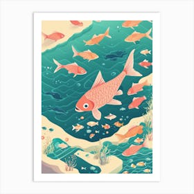 Sealife Centre Fish Poster Style Reef Pastel Koi Carp Goldfish Art Print