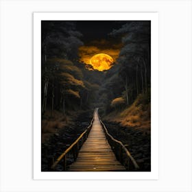 Full Moon Over The Woods Art Print