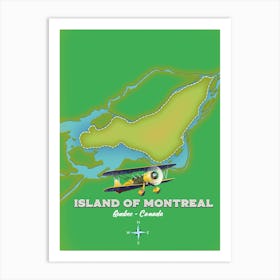 Island Of Montreal map Art Print