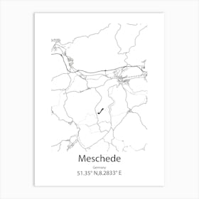 Meschede,Germany Minimalist Map Art Print