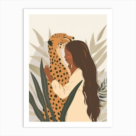 Cheetah And Woman 2 Art Print