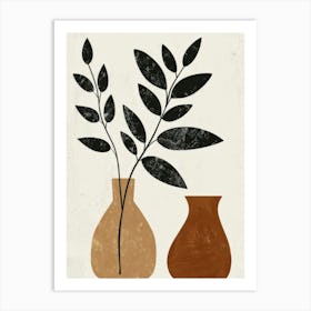 Two Vases With Leaves 4 Art Print