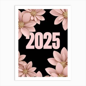 2025 Pink and black floral print wall art Art Print