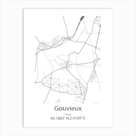 Gouvieux,France Minimalist Map Art Print