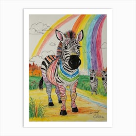 Rainbow Zebras 3 Art Print