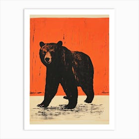 Bear, Woodblock Animal  Drawing 2 Art Print