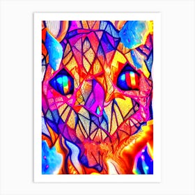 Psycho delic Cat Art Print