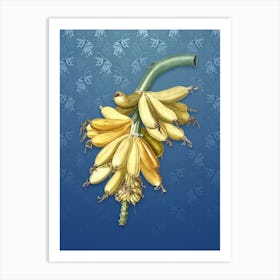 Vintage Banana Botanical on Bahama Blue Pattern n.2047 Art Print