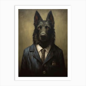 Gangster Dog Belgian Sheepdog Art Print