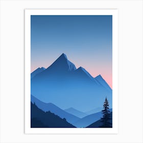 Misty Mountains Vertical Composition In Blue Tone 31 Art Print