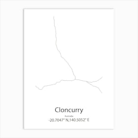 Cloncurry,Australia Minimalist Map Art Print