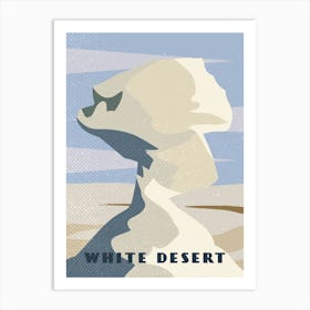 White desert. Egypt — Retro travel minimalist poster Art Print