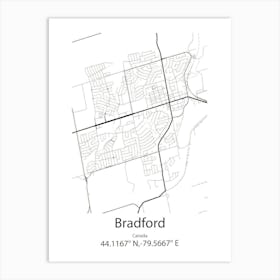 Bradford West Gwillimbury,Canada Minimalist Map Art Print