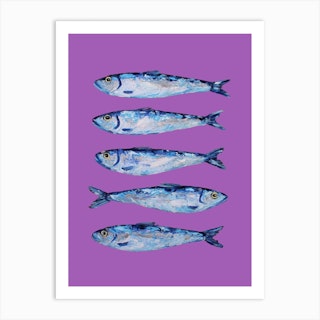 Sardines On Purple Art Print